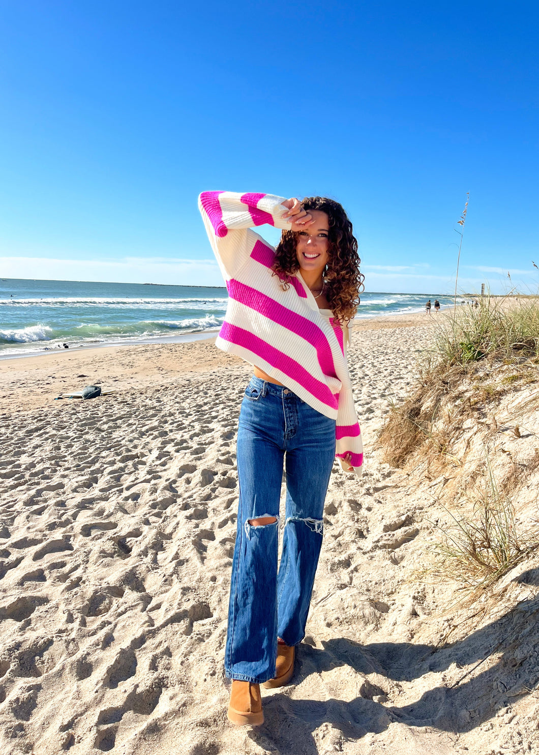 Coastal Granddaughter Sweater - Fuchsia