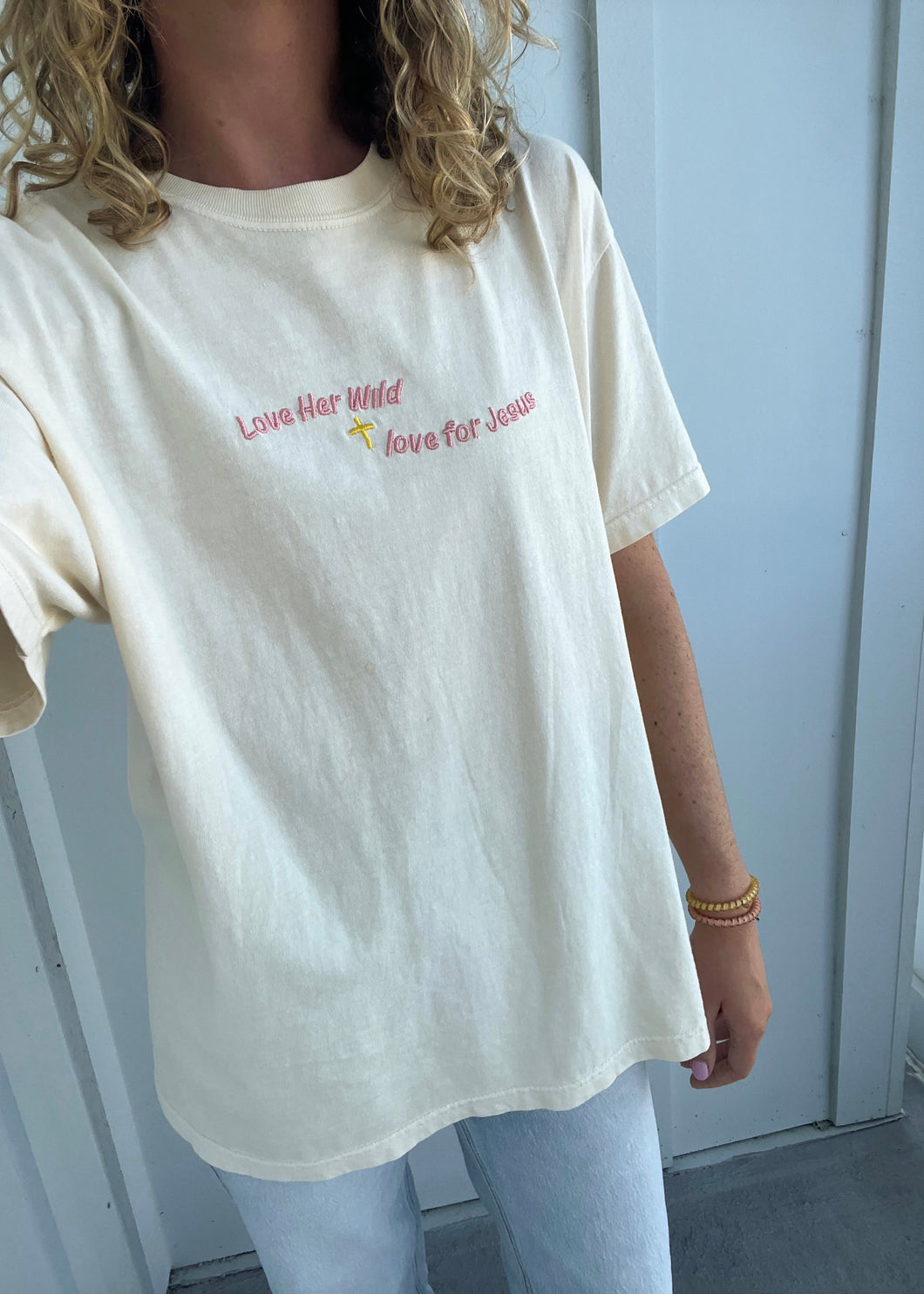 Love Her Wild love for Jesus embroidered t-shirt